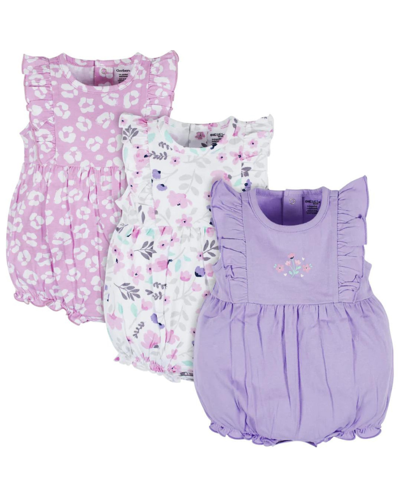 PACK X3 – ROMPERS LILAS FLORALES