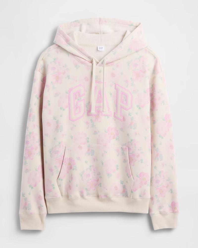 POLERA CON CAPUCHA GAP FLORES CREMA